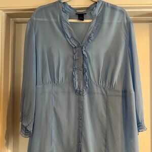 Lane Bryant sheer cornflower blue blouse